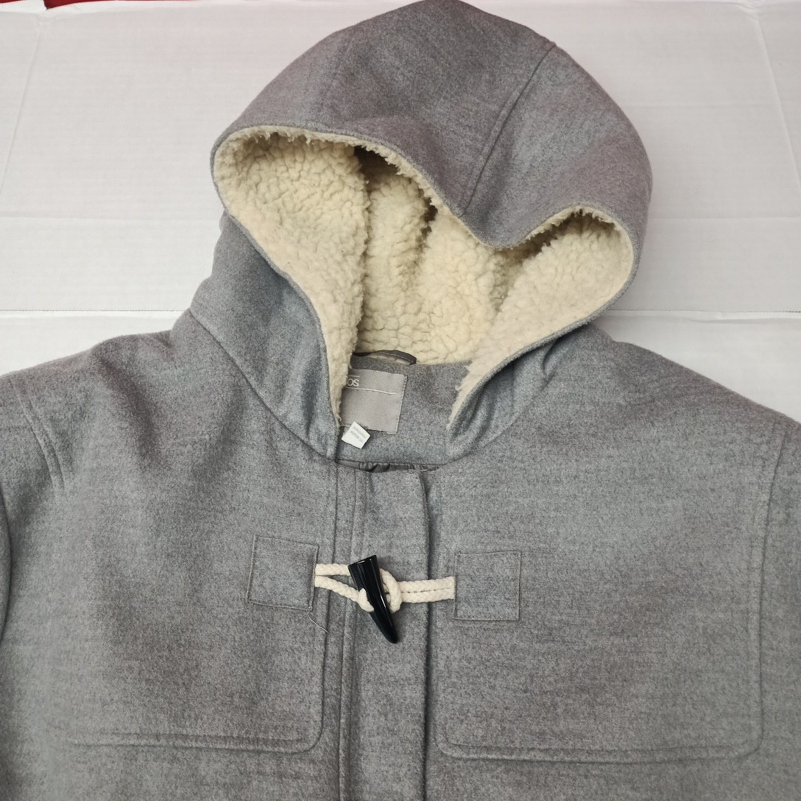 Asos Skirted Duffle Coat Swing Jacket Hooded Toggle Women's Plus Size 26 Gray — image 4 of 8